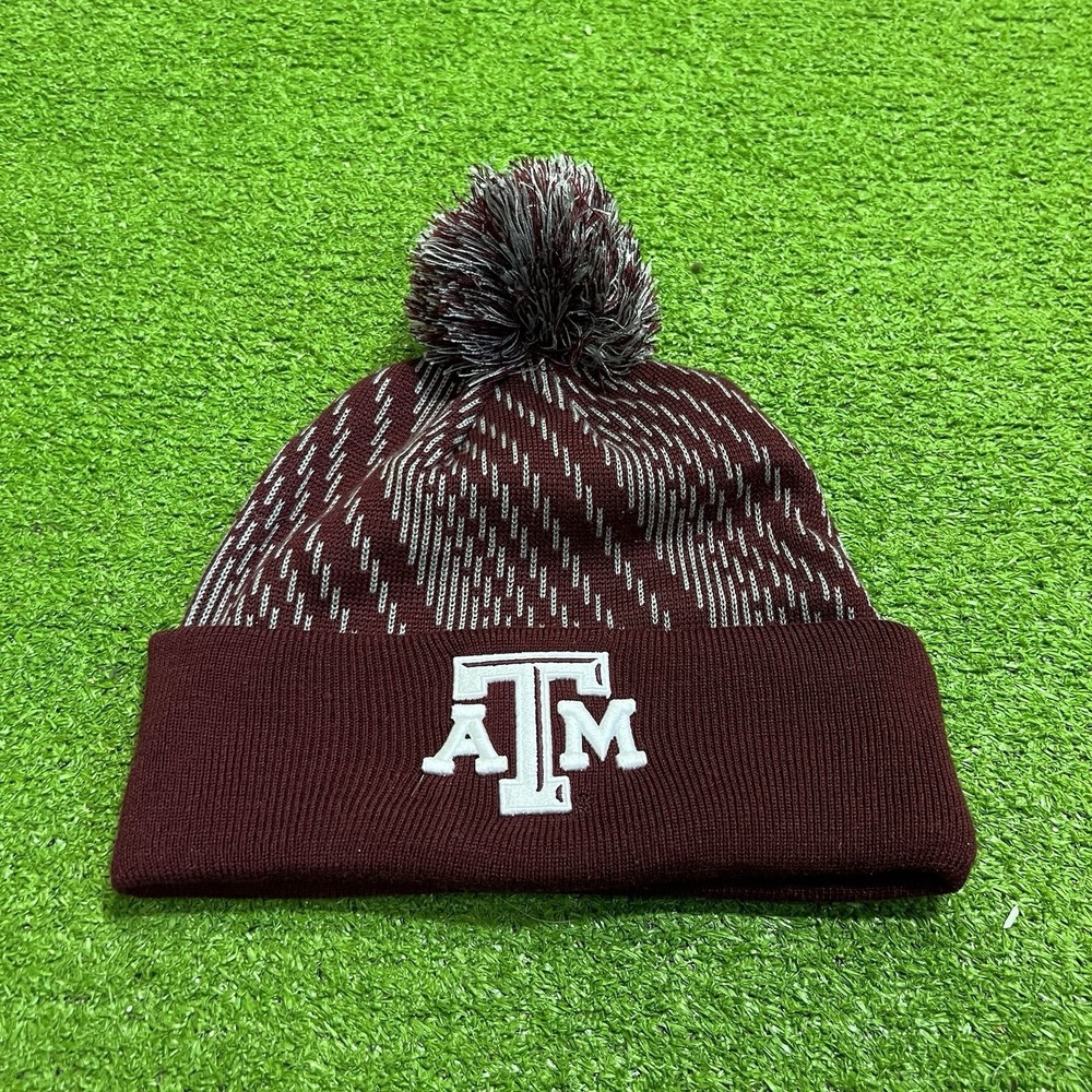 Texas A&M Team Issue Hat One Size Aggie Beanie Adidas Maroon Grey Embroidered